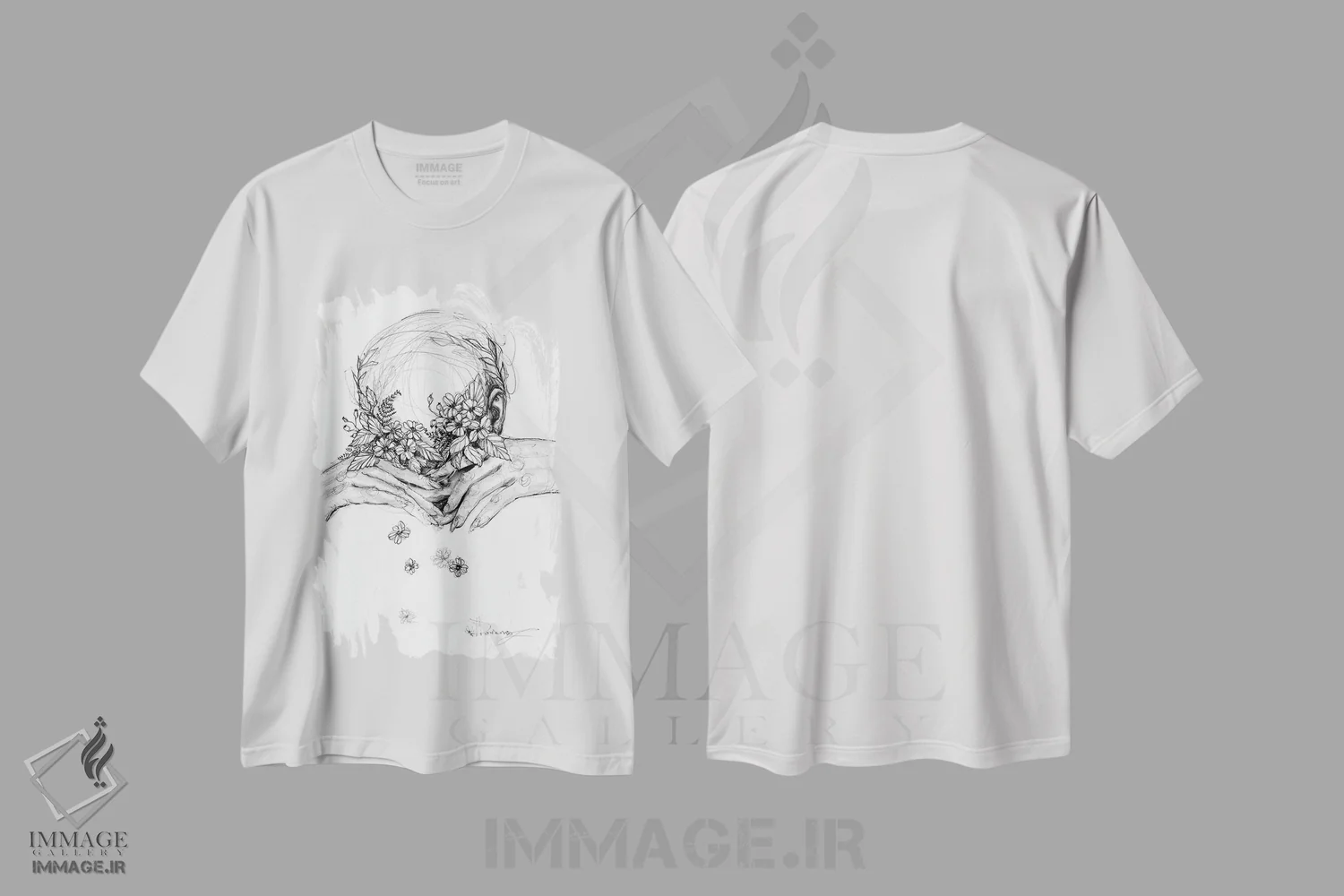 تیشرت سفید طرح دار دسته گل، دکوراسیون جایگزین اثر دوریانا پوپا | immage.ir