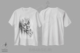 تیشرت سفید طرح دار خاکستر، دکوراسیون جایگزین اثر دوریانا پوپا | فروشگاه ایماژ