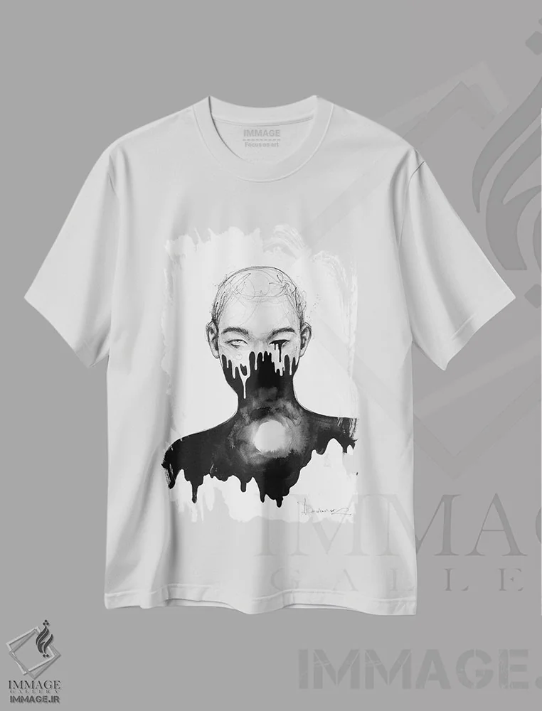 تیشرت سفید طرح دار خالی، دکوراسیون جایگزین اثر دوریانا پوپا | فروشگاه ایماژ