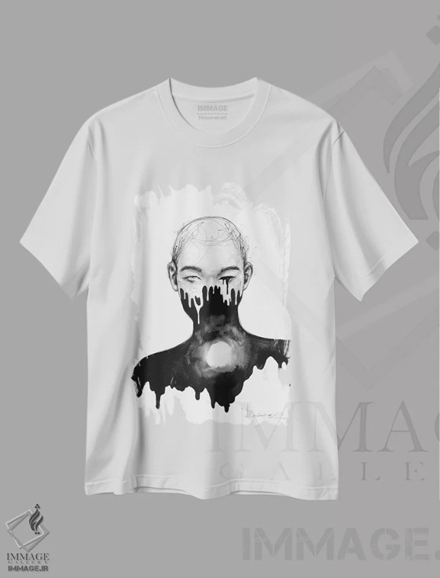 تیشرت سفید طرح دار خالی، دکوراسیون جایگزین اثر دوریانا پوپا | فروشگاه ایماژ