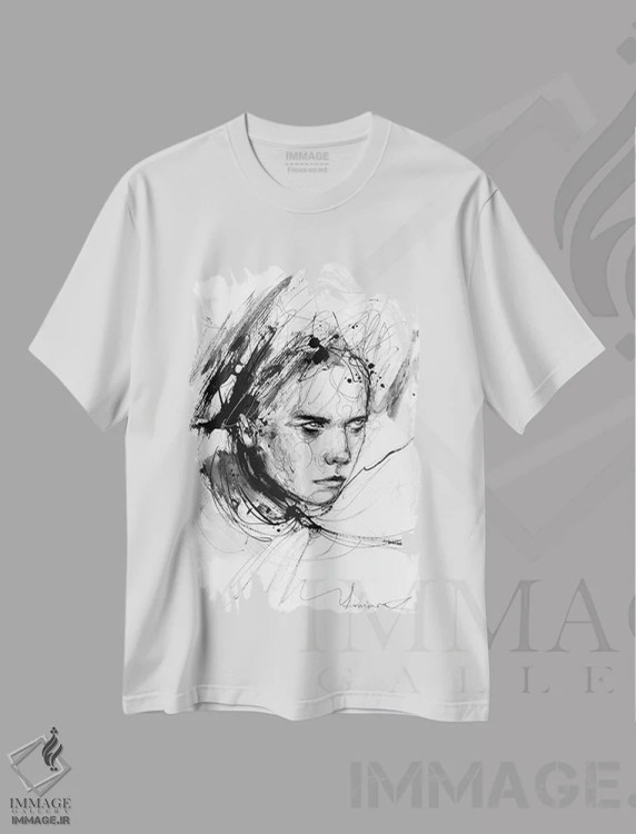 تیشرت سفید طرح دار شور، دکوراسیون جایگزین اثر دوریانا پوپا | فروشگاه ایماژ