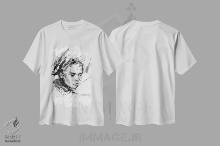 تیشرت سفید طرح دار شور، دکوراسیون جایگزین اثر دوریانا پوپا | فروشگاه ایماژ