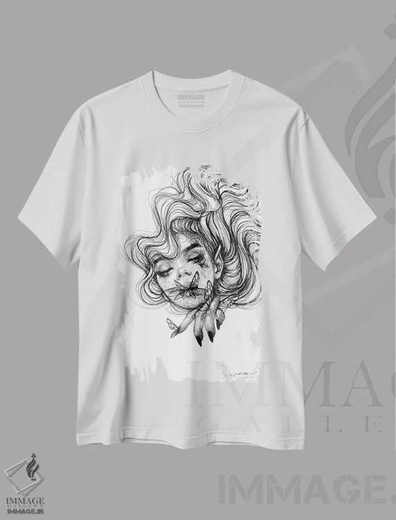 تیشرت سفید طرح دار پری، دکوراسیون جایگزین اثر دوریانا پوپا | فروشگاه ایماژ