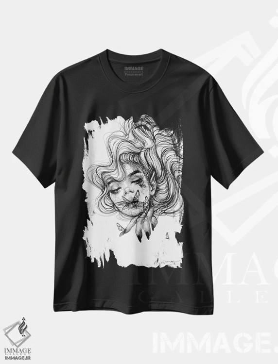تیشرت مشکی طرح دار پری، دکوراسیون جایگزین اثر دوریانا پوپا | immage.ir