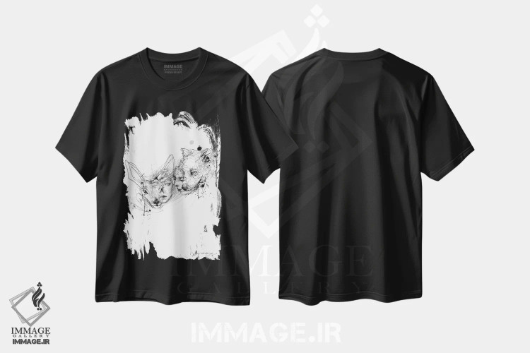 تیشرت مشکی طرح دار میان وعده، دکوراسیون جایگزین اثر دوریانا پوپا | فروشگاه ایماژ