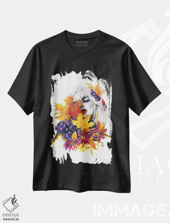 تیشرت مشکی طرح دار زن پاییزی، دکوراسیون جایگزین اثر دوریانا پوپا | immage.ir