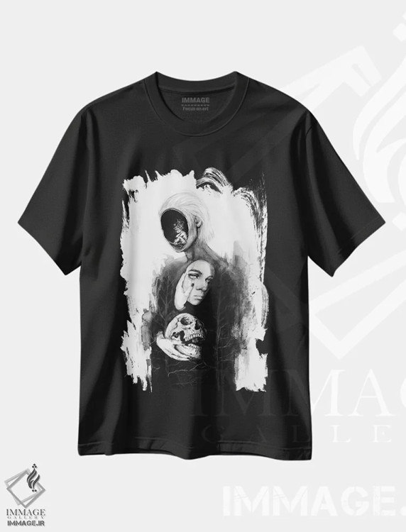 تیشرت مشکی طرح دار روح گمشده، دکوراسیون جایگزین اثر دوریانا پوپا | immage.ir