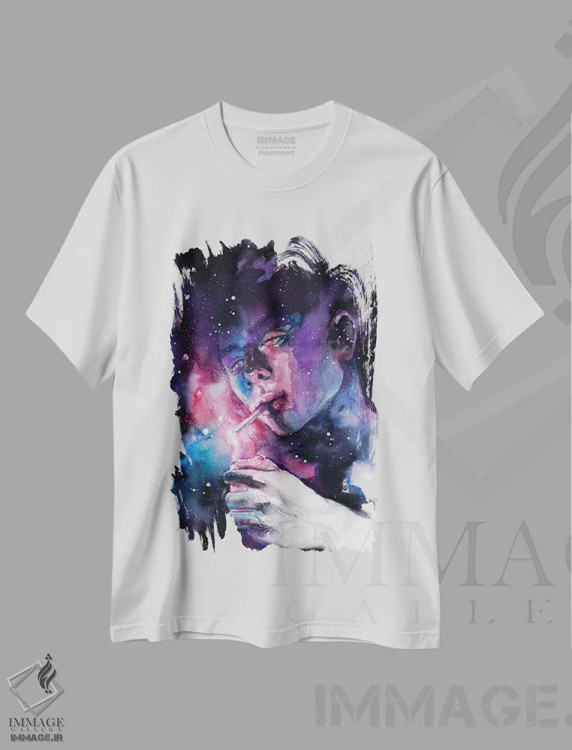تیشرت سفید طرح دار خیالبافی، دست نقاشی و طراحی دستی اثر دوریانا پوپا | immage.ir