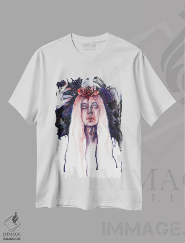 تیشرت سفید طرح دار زیبایی در تاریکی، دکوراسیون جایگزین اثر دوریانا پوپا | فروشگاه ایماژ