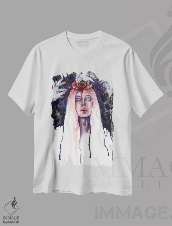 تیشرت سفید طرح دار زیبایی در تاریکی، دکوراسیون جایگزین اثر دوریانا پوپا | فروشگاه ایماژ