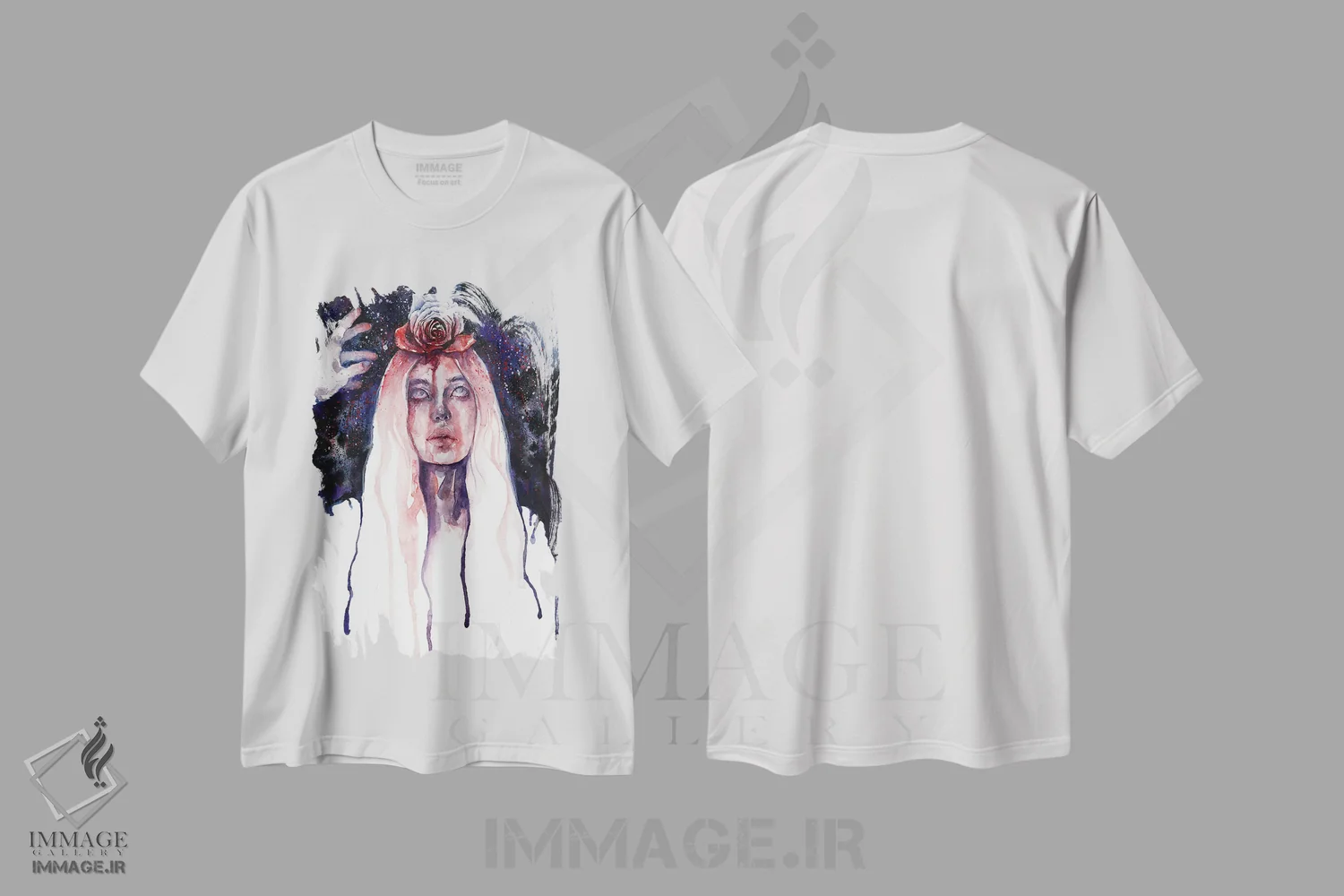 تیشرت سفید طرح دار زیبایی در تاریکی، دکوراسیون جایگزین اثر دوریانا پوپا | فروشگاه ایماژ