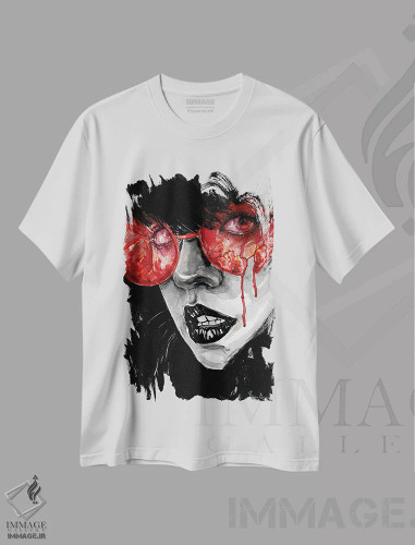 تیشرت سفید طرح دار سوختن، دکوراسیون جایگزین اثر دوریانا پوپا | فروشگاه ایماژ