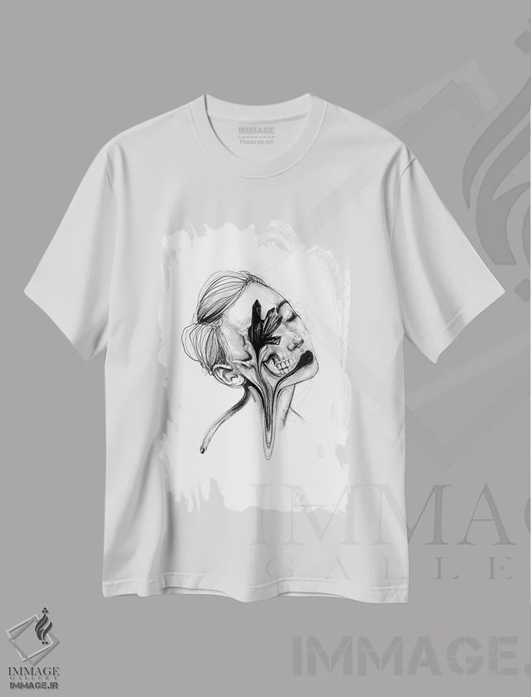 تیشرت سفید طرح دار کریستال، دکوراسیون جایگزین اثر دوریانا پوپا | فروشگاه ایماژ