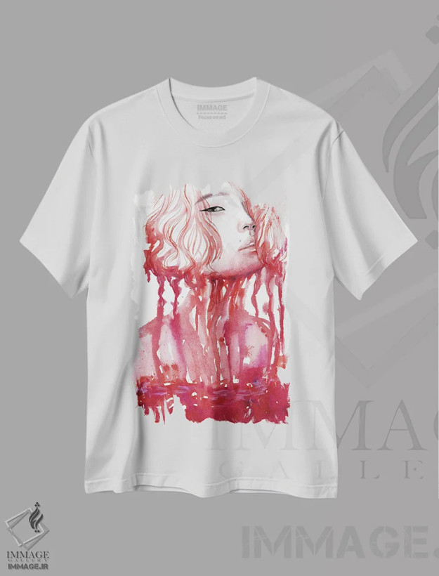 تیشرت سفید طرح دار میل، دکوراسیون جایگزین اثر دوریانا پوپا | فروشگاه ایماژ
