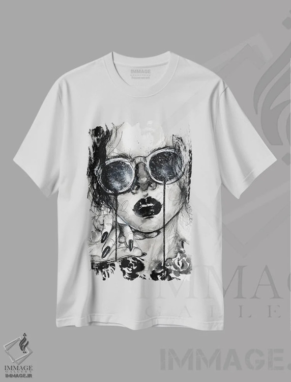 تیشرت سفید طرح دار گران، دکوراسیون جایگزین اثر دوریانا پوپا | فروشگاه ایماژ
