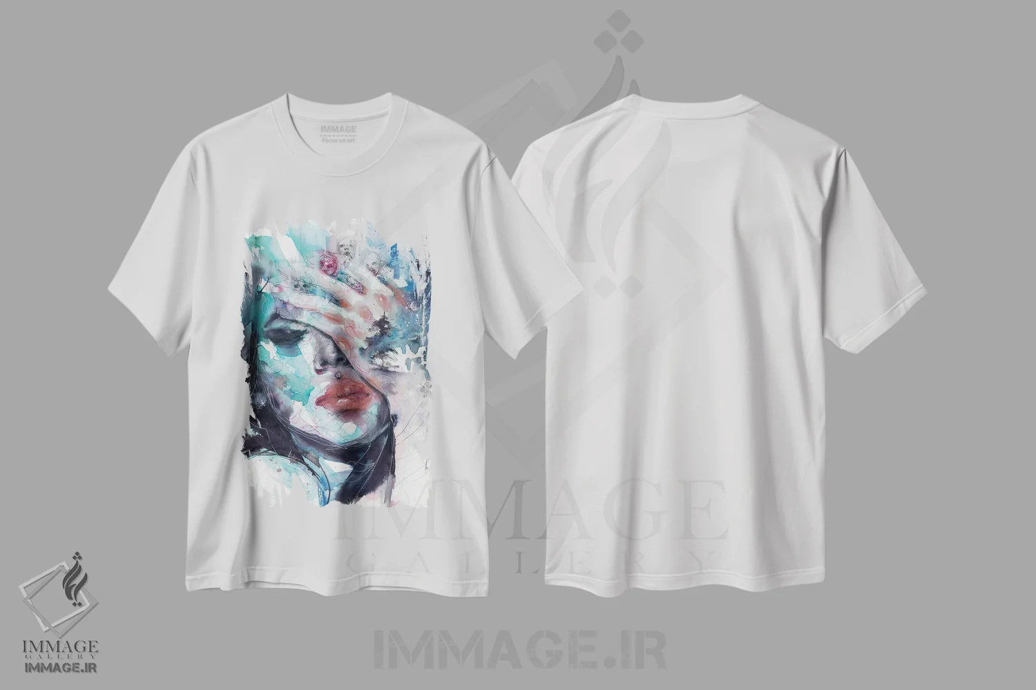 تیشرت سفید طرح دار کمرنگ شدن، دکوراسیون جایگزین اثر دوریانا پوپا | فروشگاه ایماژ