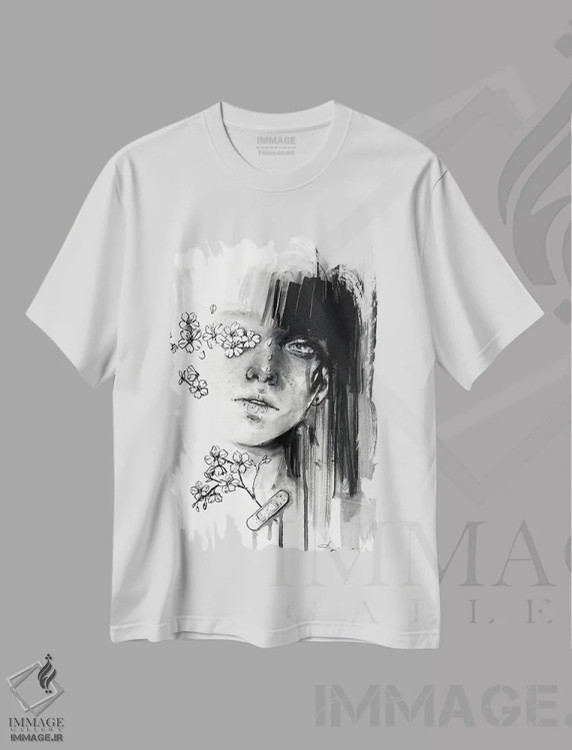 تیشرت سفید طرح دار جاری، دکوراسیون جایگزین اثر دوریانا پوپا | immage.ir