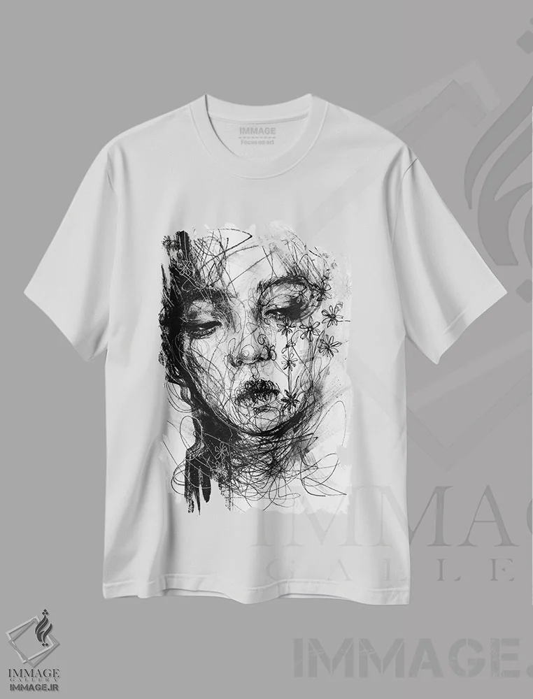 تیشرت سفید طرح دار نحیف، دکوراسیون جایگزین اثر دوریانا پوپا | immage.ir