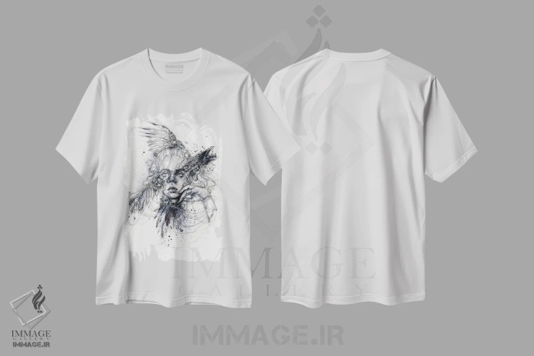 تیشرت سفید طرح دار پرواز کردن، دکوراسیون جایگزین اثر دوریانا پوپا | فروشگاه ایماژ