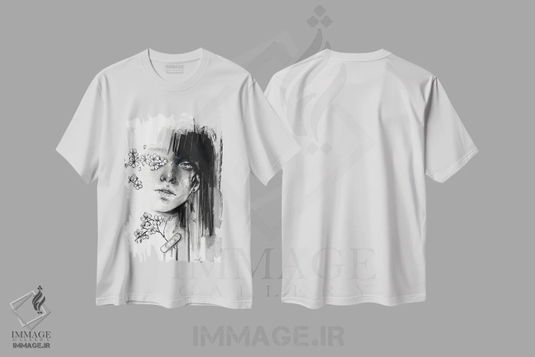 تیشرت سفید طرح دار جاری، دکوراسیون جایگزین اثر دوریانا پوپا | immage.ir