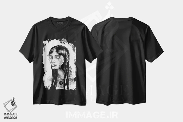 تیشرت مشکی طرح دار دختر، دکوراسیون جایگزین اثر دوریانا پوپا | فروشگاه ایماژ