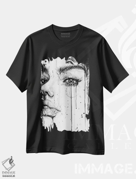 تیشرت مشکی طرح دار دختر و باران، دکوراسیون جایگزین اثر دوریانا پوپا | immage.ir