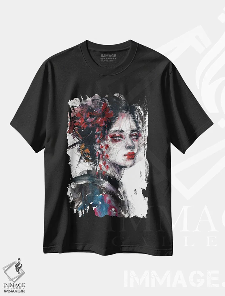 تیشرت مشکی طرح دار داستان او، دکوراسیون جایگزین اثر دوریانا پوپا | immage.ir