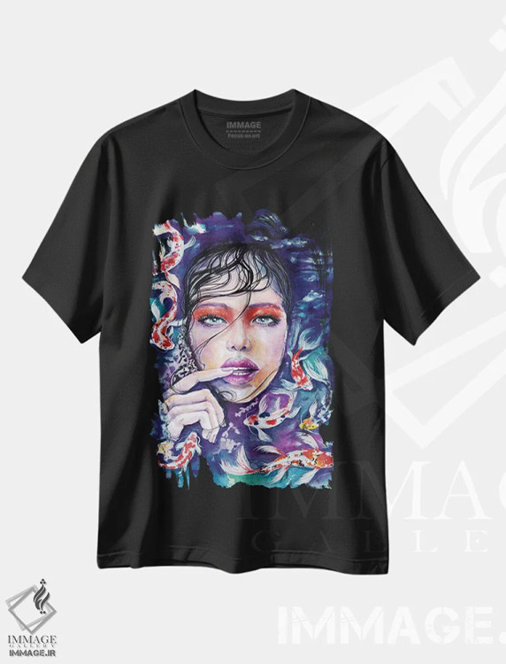 تیشرت مشکی طرح دار دختر کوی، دکوراسیون جایگزین اثر دوریانا پوپا | immage.ir