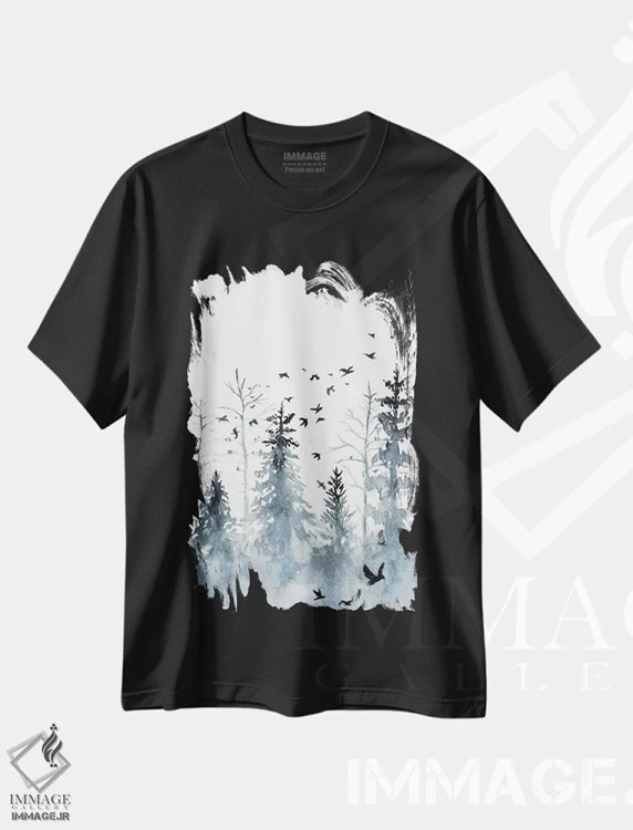 تیشرت مشکی طرح دار اواخر نوامبر، دکوراسیون جایگزین اثر دوریانا پوپا | فروشگاه ایماژ