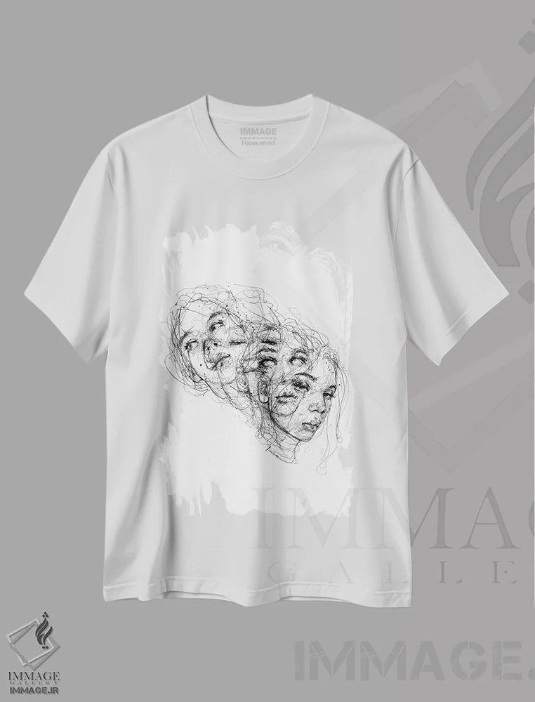 تیشرت سفید طرح دار حلقه، دکوراسیون جایگزین اثر دوریانا پوپا | فروشگاه ایماژ