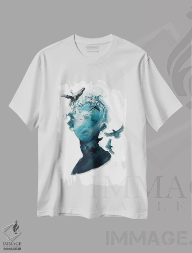 تیشرت سفید طرح دار روح اقیانوس، دکوراسیون جایگزین اثر دوریانا پوپا | فروشگاه ایماژ
