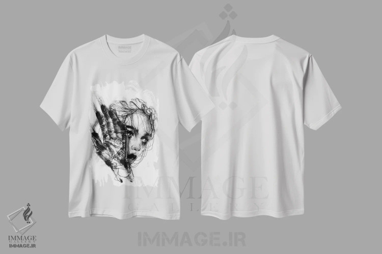 تیشرت سفید طرح دار نامتناسب، دکوراسیون جایگزین اثر دوریانا پوپا | فروشگاه ایماژ