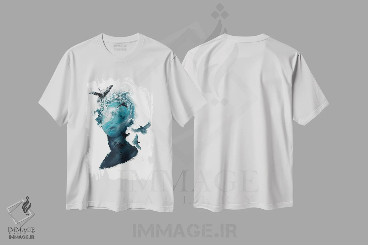 تیشرت سفید طرح دار روح اقیانوس، دکوراسیون جایگزین اثر دوریانا پوپا | فروشگاه ایماژ