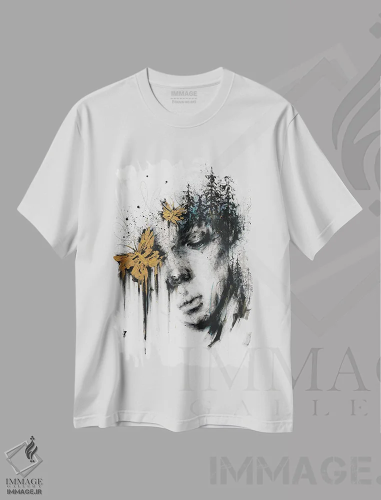 تیشرت سفید طرح دار در هماهنگی با طبیعت، دکوراسیون جایگزین اثر دوریانا پوپا | فروشگاه ایماژ