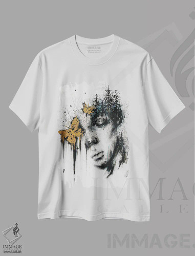 تیشرت سفید طرح دار در هماهنگی با طبیعت، دکوراسیون جایگزین اثر دوریانا پوپا | فروشگاه ایماژ