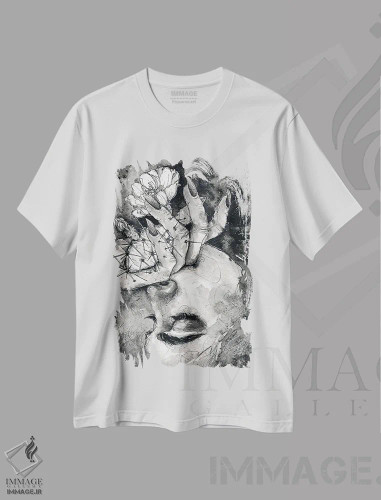 تیشرت سفید طرح دار خارآلود، دکوراسیون جایگزین اثر دوریانا پوپا | فروشگاه ایماژ