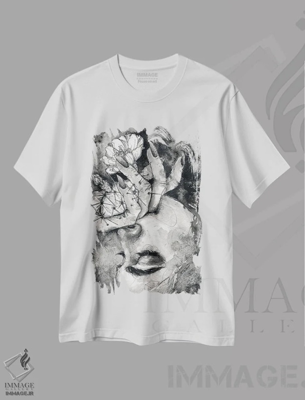 تیشرت سفید طرح دار خارآلود، دکوراسیون جایگزین اثر دوریانا پوپا | فروشگاه ایماژ