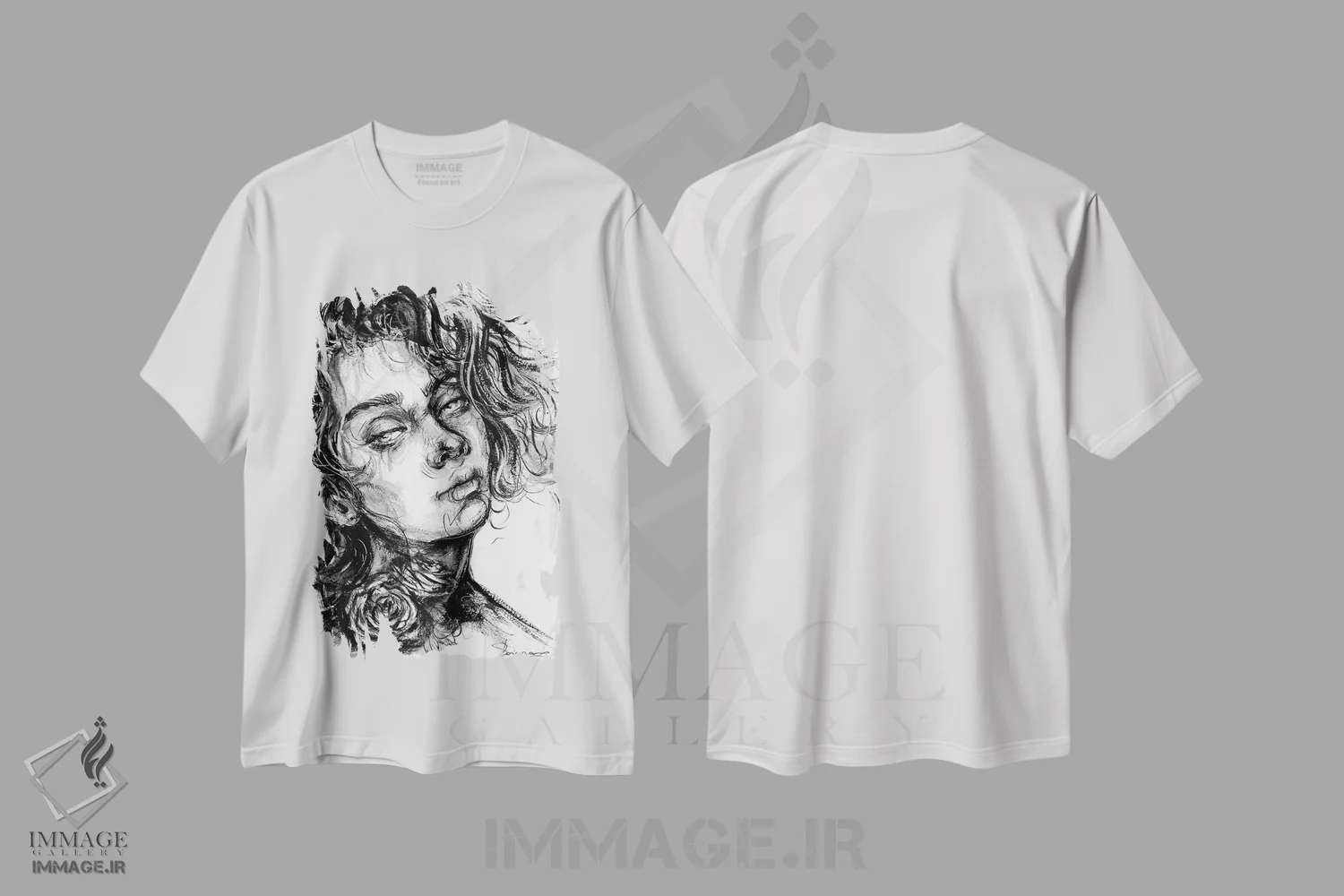 تیشرت سفید طرح دار سمی، دکوراسیون جایگزین اثر دوریانا پوپا | فروشگاه ایماژ