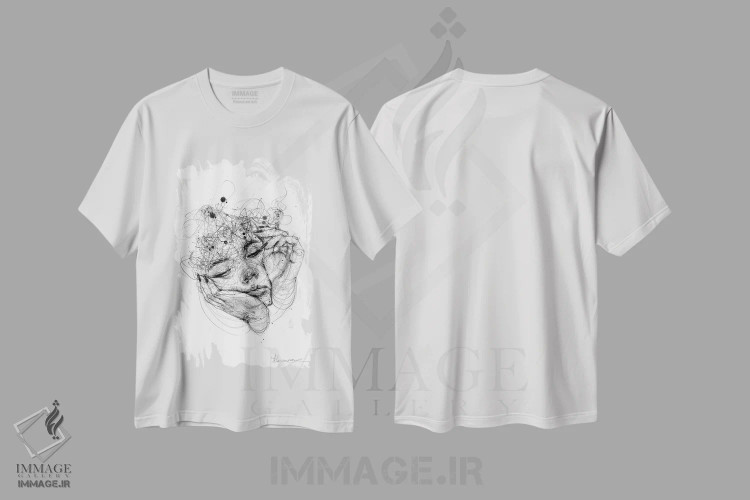 تیشرت سفید طرح دار فشار، دکوراسیون جایگزین اثر دوریانا پوپا | immage.ir