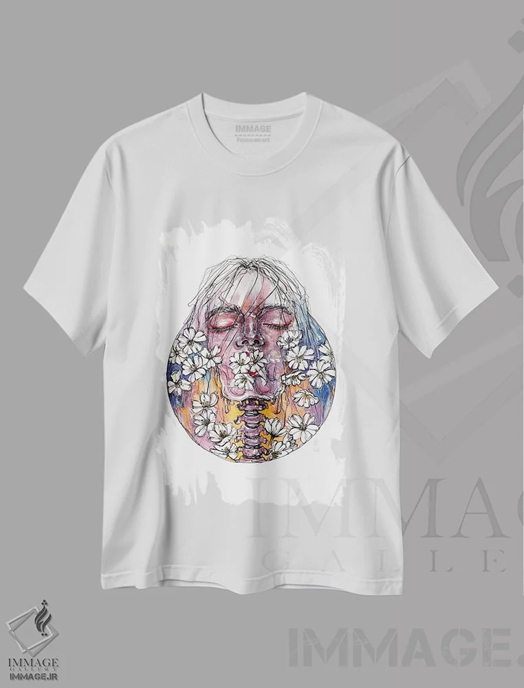 تیشرت سفید طرح دار باززاده شده، دکوراسیون جایگزین اثر دوریانا پوپا | immage.ir