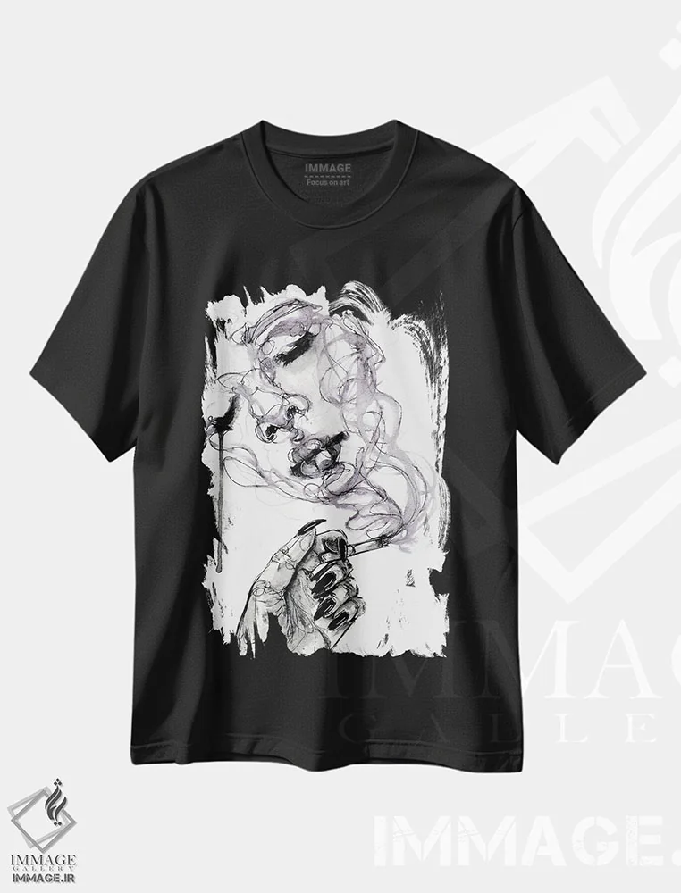 تیشرت مشکی طرح دار سوخته، دکوراسیون جایگزین اثر دوریانا پوپا | immage.ir