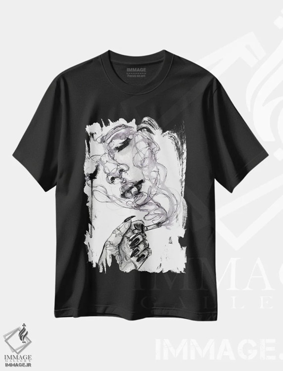 تیشرت مشکی طرح دار سوخته، دکوراسیون جایگزین اثر دوریانا پوپا | immage.ir