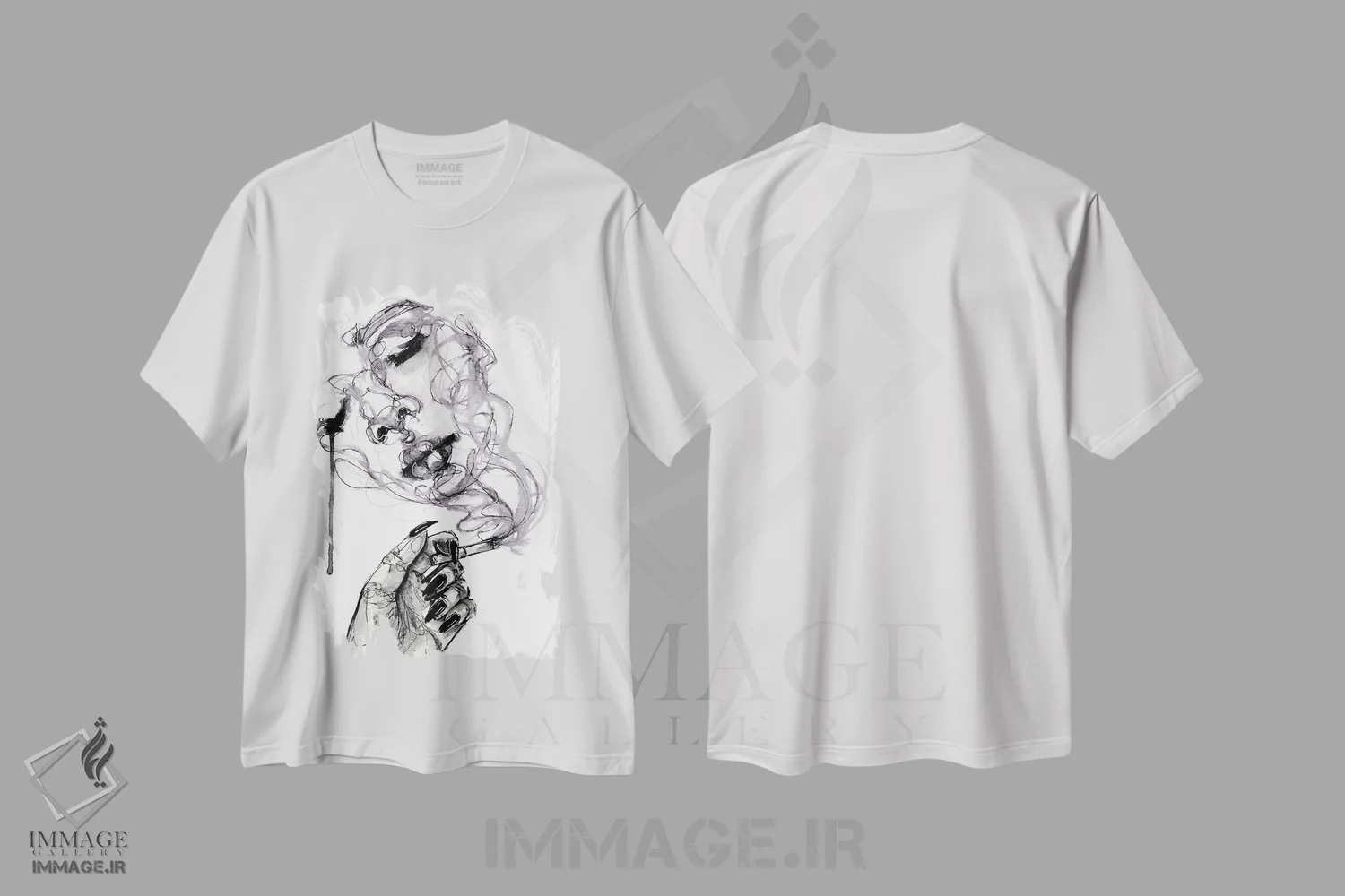 تیشرت سفید طرح دار سوخته، دکوراسیون جایگزین اثر دوریانا پوپا | فروشگاه ایماژ