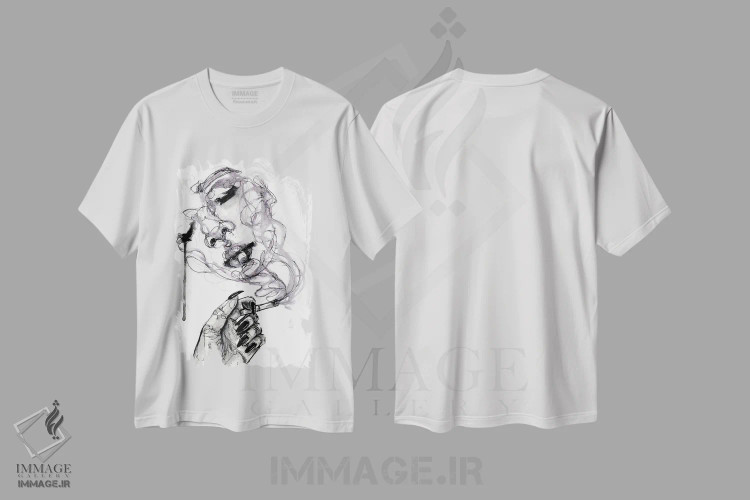تیشرت سفید طرح دار سوخته، دکوراسیون جایگزین اثر دوریانا پوپا | فروشگاه ایماژ