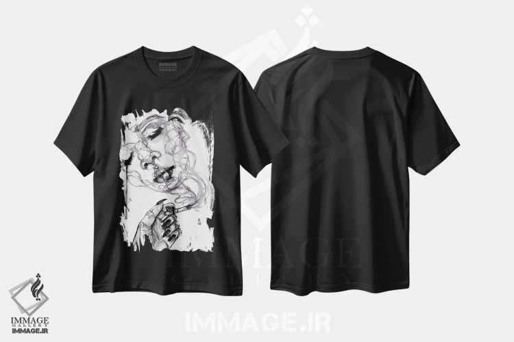 تیشرت مشکی طرح دار سوخته، دکوراسیون جایگزین اثر دوریانا پوپا | immage.ir