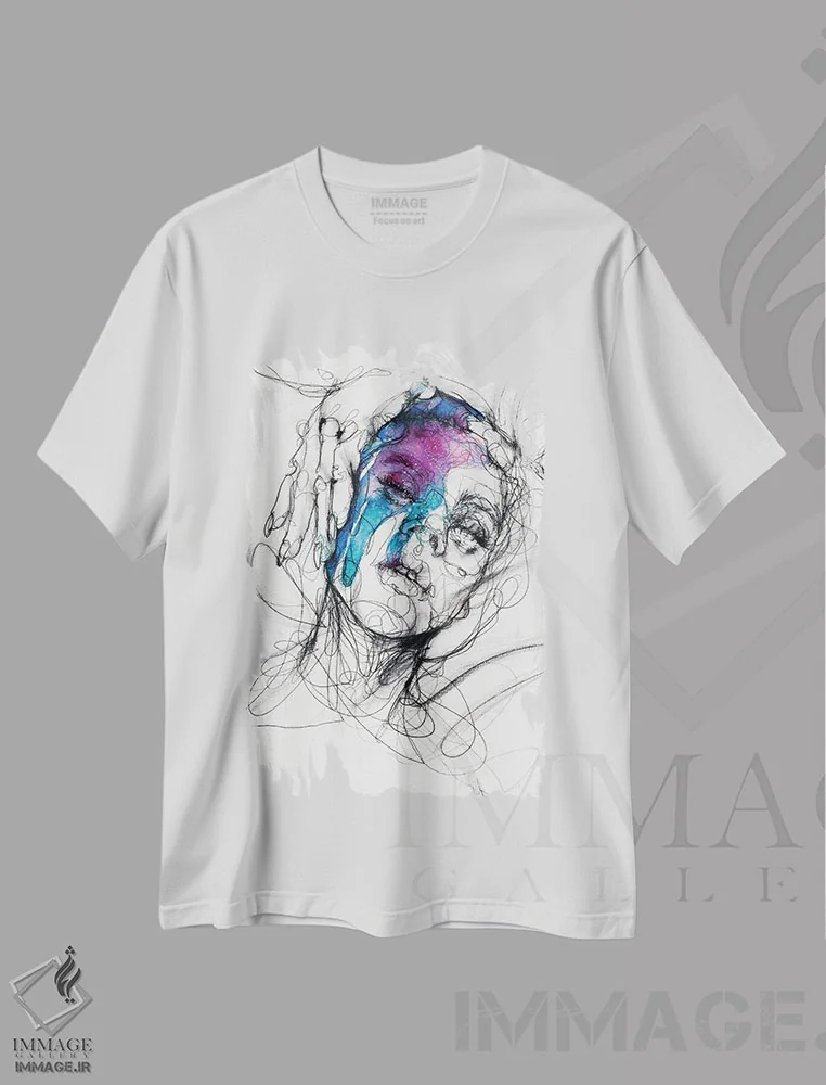 تیشرت سفید طرح دار سایه II، دکوراسیون جایگزین اثر دوریانا پوپا | فروشگاه ایماژ