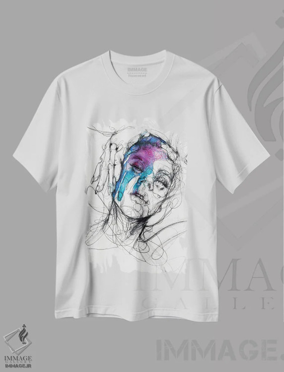 تیشرت سفید طرح دار سایه II، دکوراسیون جایگزین اثر دوریانا پوپا | فروشگاه ایماژ