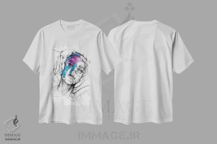 تیشرت سفید طرح دار سایه II، دکوراسیون جایگزین اثر دوریانا پوپا | فروشگاه ایماژ