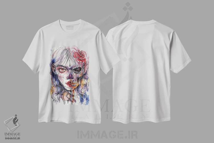 تیشرت سفید طرح دار دختر جمجمه ای، دکوراسیون جایگزین اثر دوریانا پوپا | فروشگاه ایماژ