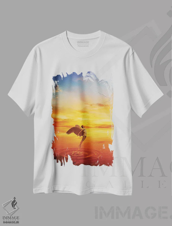 تیشرت سفید طرح دار ترک دنیای تو، هنر فاخر معاصر اثر سایکوشَدو | فروشگاه ایماژ